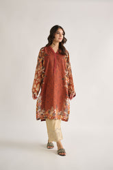 DC-0464 ORANGE DIGITAL PRINTED KURTA